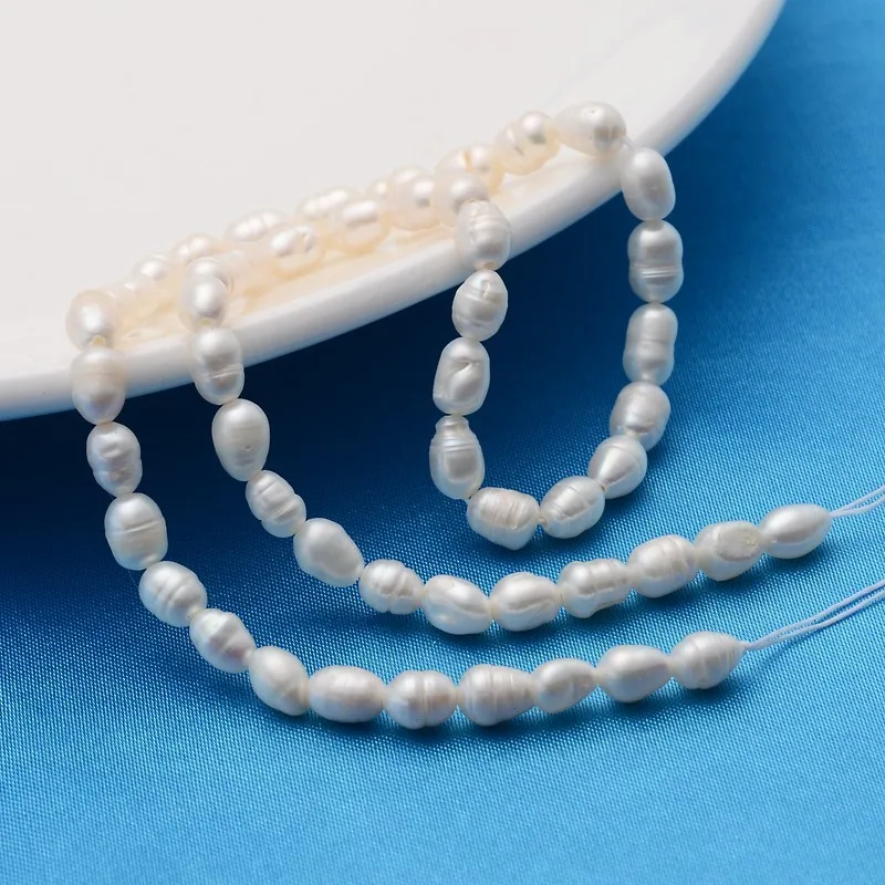 1 Strand Grade A Natural Freshwater Pearl Bead Strands for Idea Mother's Day Gift Rice Bead DIY Necklaces Bracelets Making