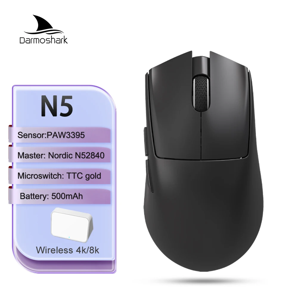 Darmoshark N5 4K 8K Gaming Wireless Mouse Tri Mode Nordic N52840 26000DPI PAM3395 Computer Game Mice TTC For Laptop PC Office