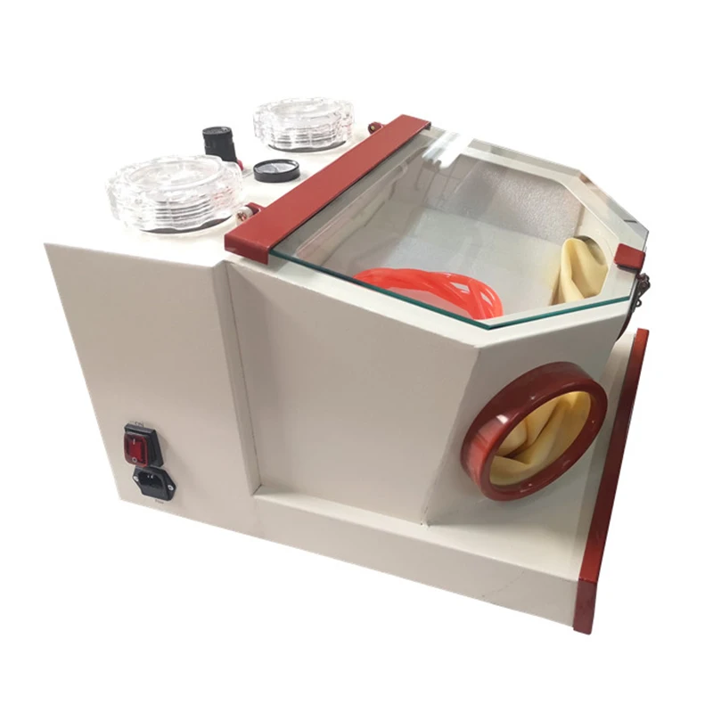 Dental Twin-pen Blasting Unit Electric Metal Sandblast Machine with Drawer Storage High-pressure Sandblaster for Dental Lab