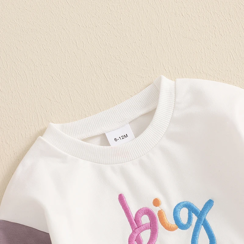 2024-07-17 Lioraitiin Little Girls Casual Sweatshirts Long Sleeve Round Neck Letter Embroidery Pullover Tops