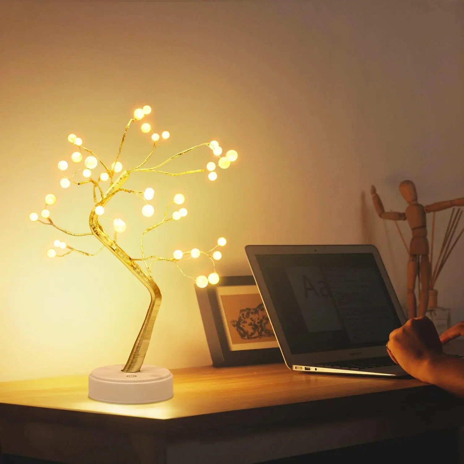 Fairy Light Tree Firefly PearlsTree Lamp Battery/USB Operated Adjustable Branches for Bedroom Home Xmas Decoration Night Light