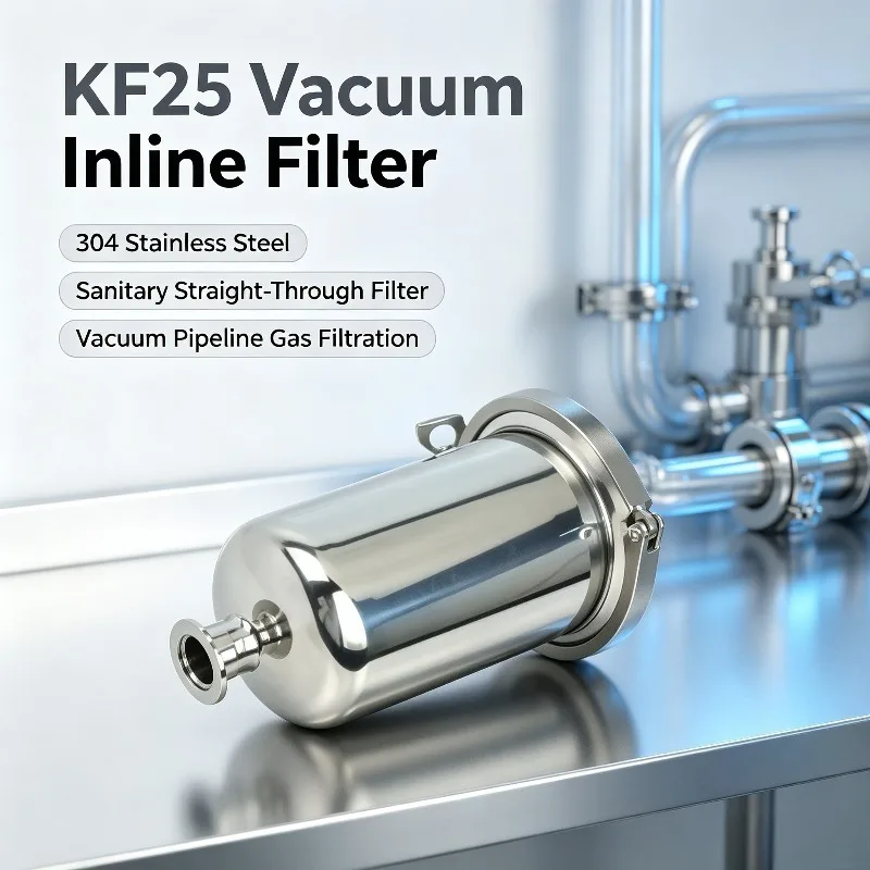 304 Stainless Steel KF25 Vacuum Inline Filter, Sanitary Straight-Through Air Filter for Vacuum Pipeline Gas Filtration System
