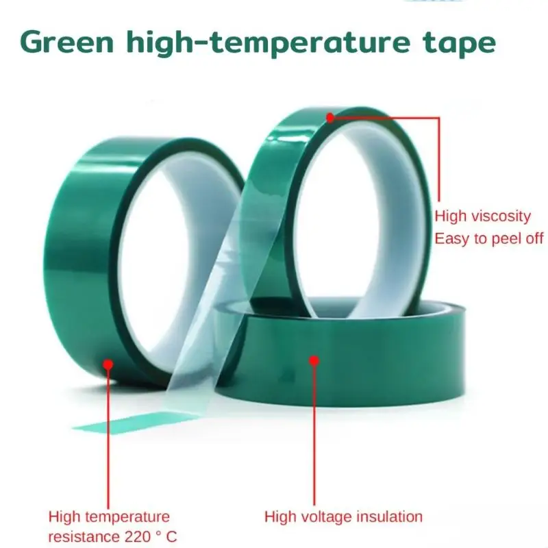 33M/Roll PET Green High Temperature Tape Adhesive Masking Tape Heat Resistant Film For Painting Electroplating Protection