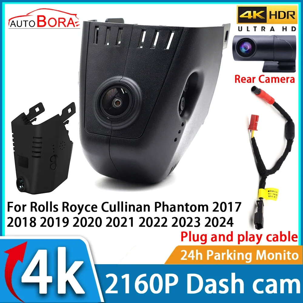 Car Video Recorder Night Vision UHD 4K 2160P DVR Dash Cam for Rolls Royce Cullinan Phantom 2018 2019 2020 2021 2022 2023 2024