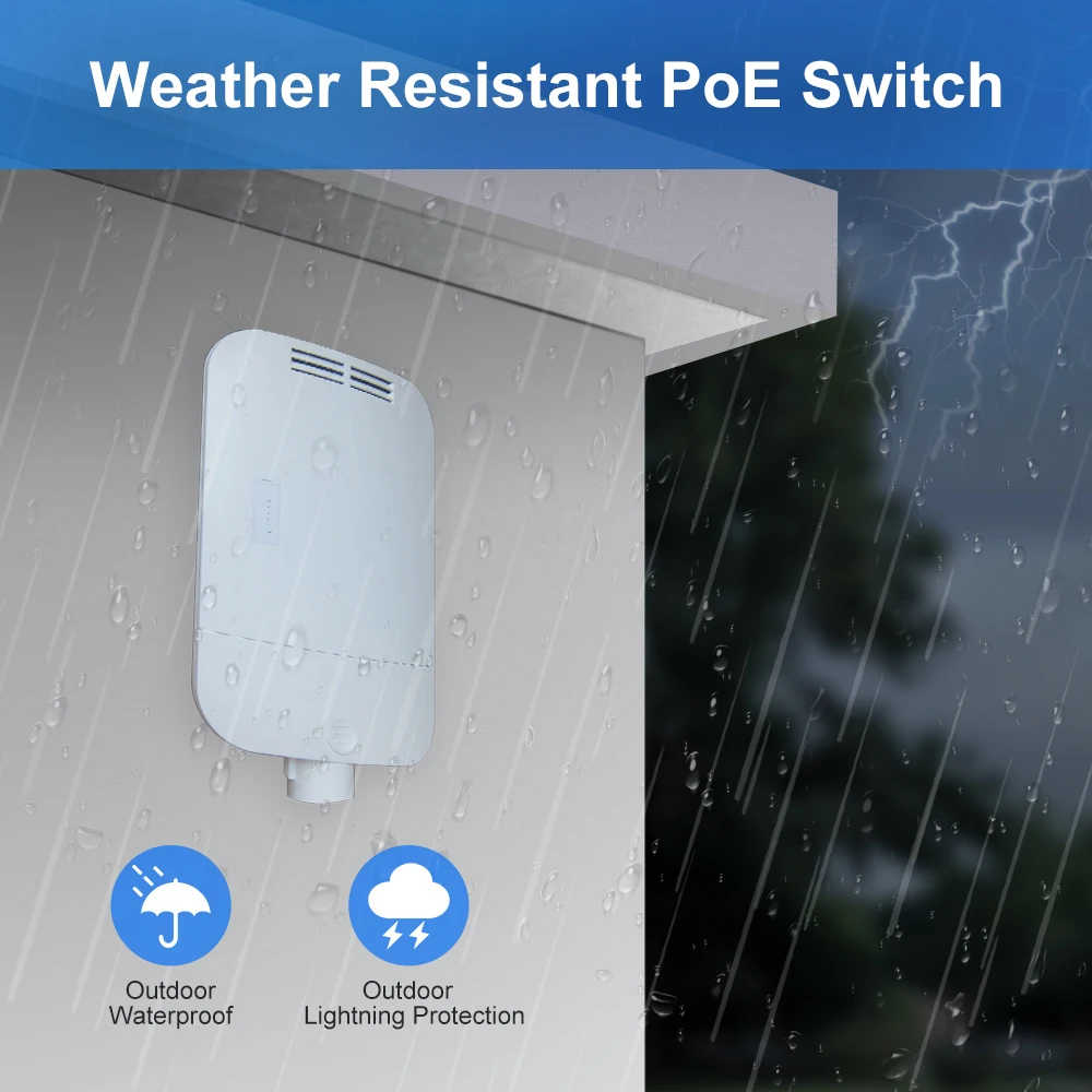 TODAAIR Outdoor PoE 10-port Gigabit Switch Waterproof All-Weather Stable Operation With 120W High Power Output Plug and Play