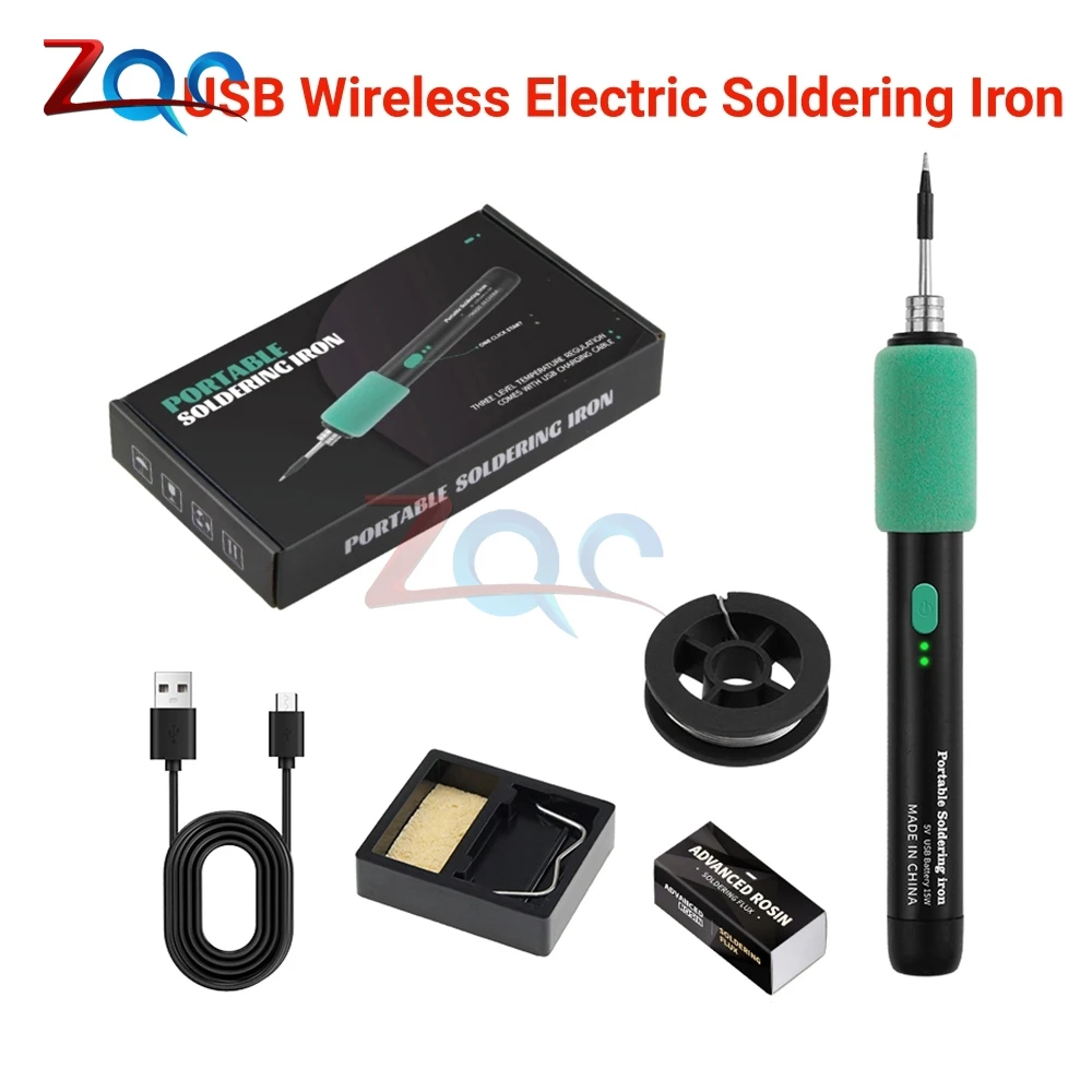 USB Soldering Iron 5V 15W Mini Soldering Iron Set Digital Display Wireless Type-C Welding Tools 3-level Adjustable Temperature