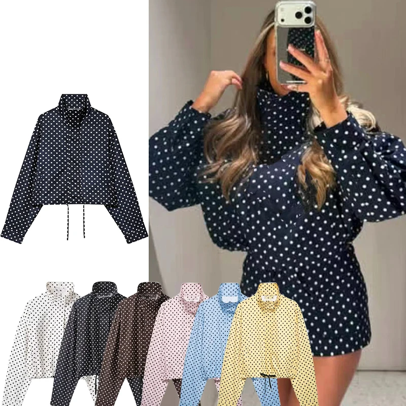 Tidalyf Women's Jackets Spring 2026 New Fashion Polka Dot Loose Elegant Jackets Blouse Chic Youth Joker Holiday Street Coats