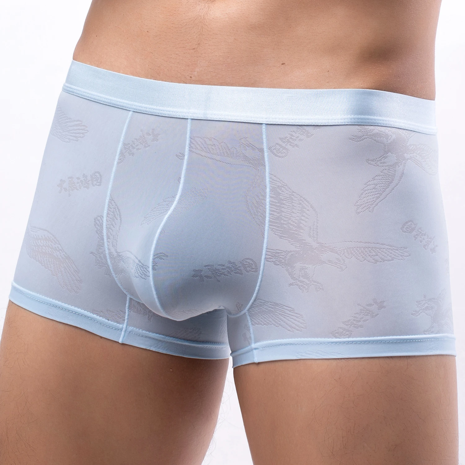 Sexy Men Underwear Seamless Boxers Shorts Hombre Ice Silk Fashion Panties Man Printed Breathable U Pouch Thin Underpants Cueca