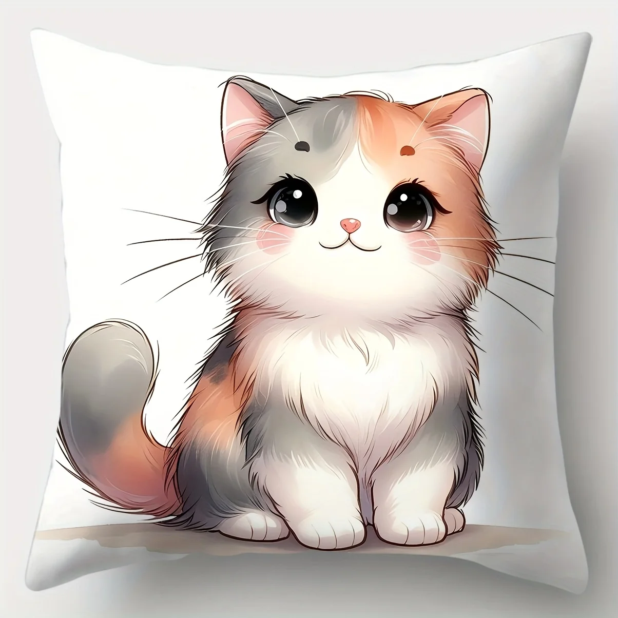 4Pcs Cute Kitten Pillow Covers 45x45cm Double-sided Printed Cushion Cases Cartoon Cat Home Decor Throw Pillows No Insert