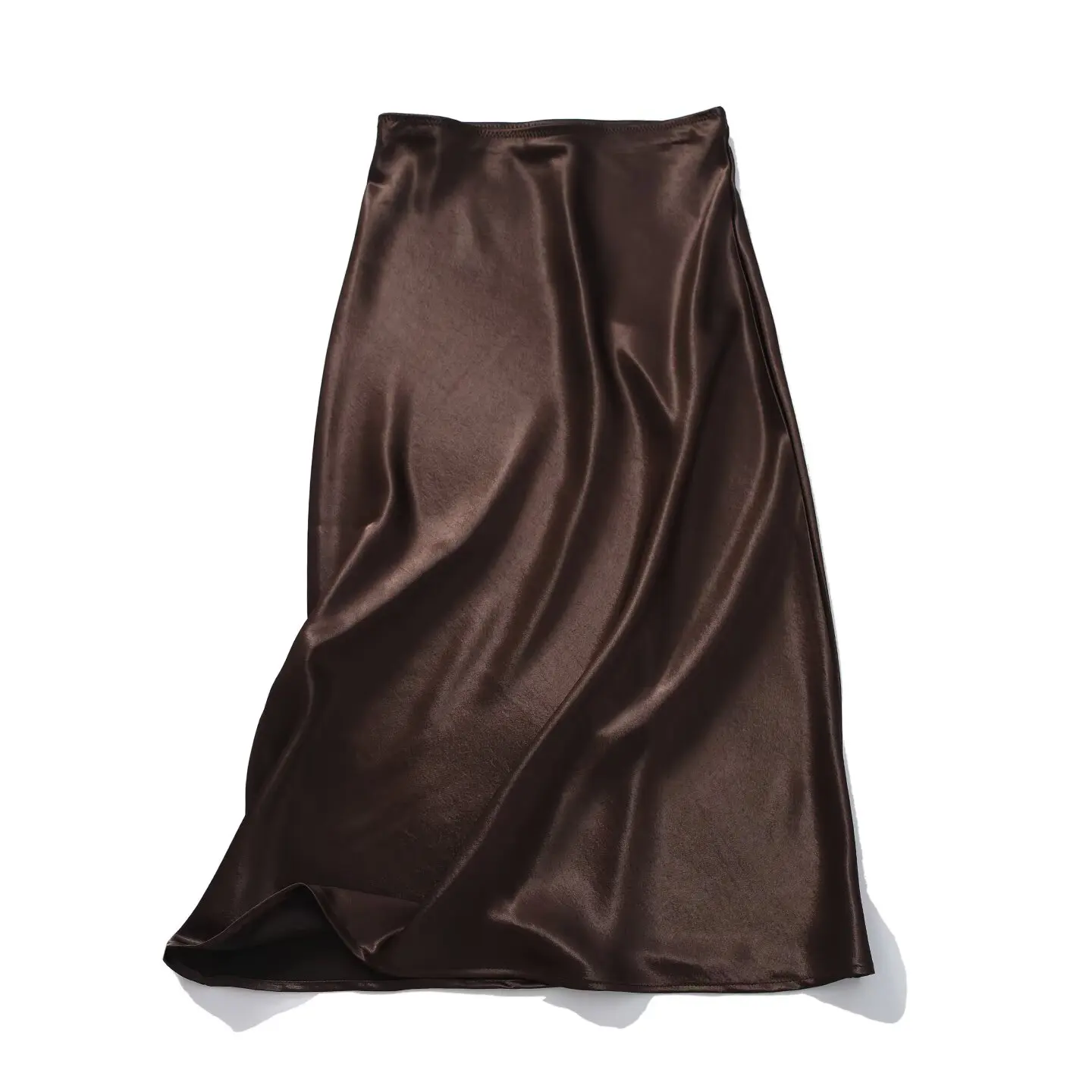 Women 2026 Elegant Vintage Satin Midi Skirt Luxury Textured Elastic Waist Skirt Fall Trendy Commute Leisure Skirt