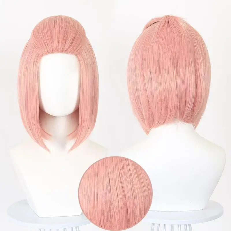 

Anime Haruno Sakura cosplay wig pink Bob Synthetic Wigs for Costume Cosplay Anime Comic Con Role Play
