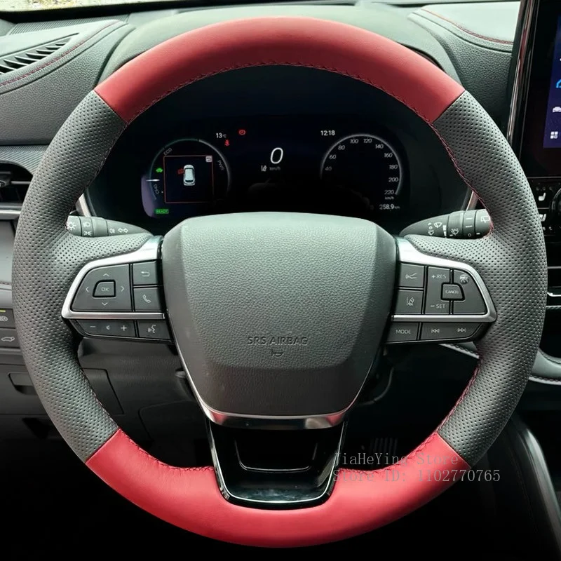 Customized Hand-sewn Leather Steering Wheel Cover for Toyota Highlander CROWN KLUGER Granvia Sienna Interior Accessories
