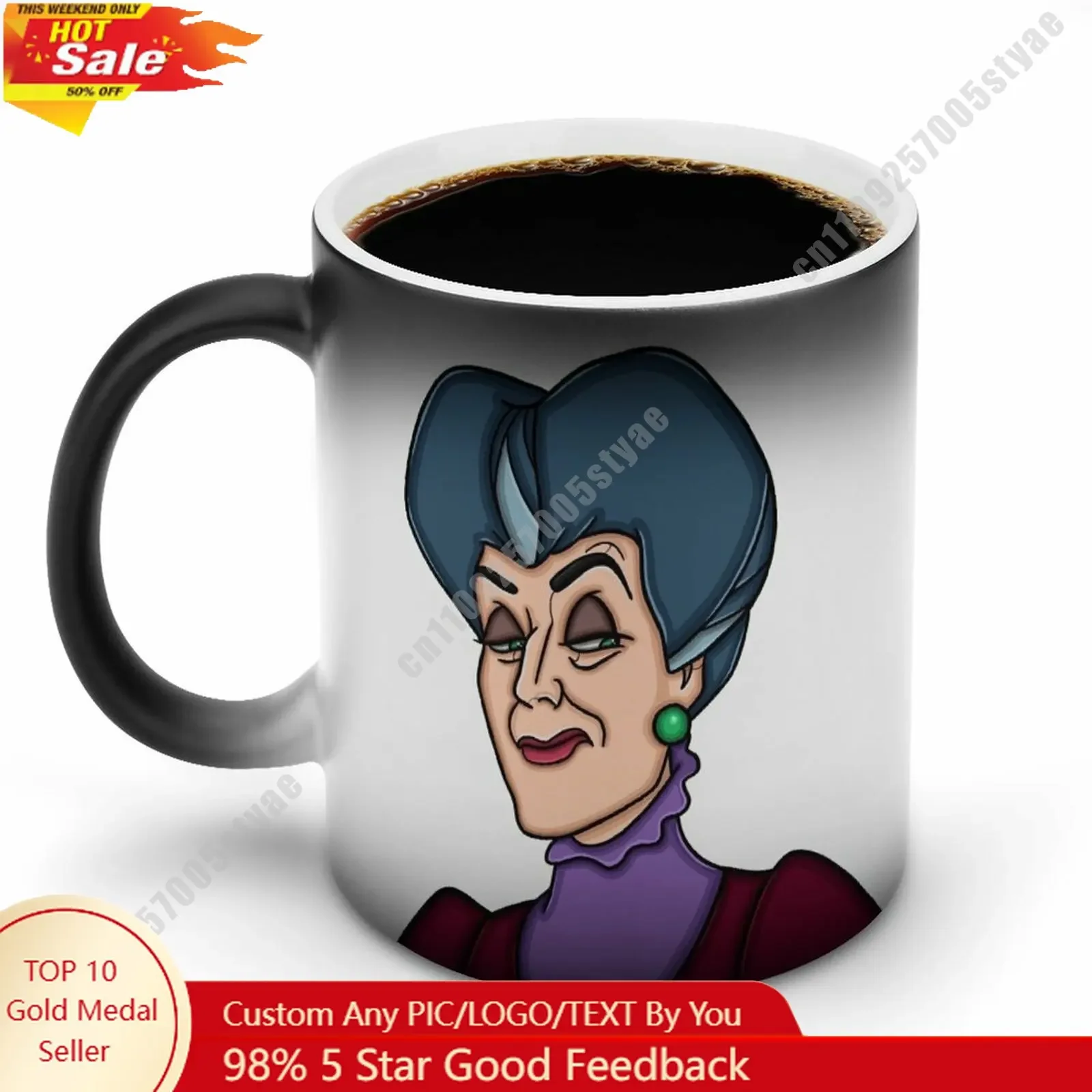 

Lady Tremaine Color Changing Mug Disney Cartoon Custom Personalized Photo Printing DIY Coffee Cup Birthday Gift Ceramic Mug
