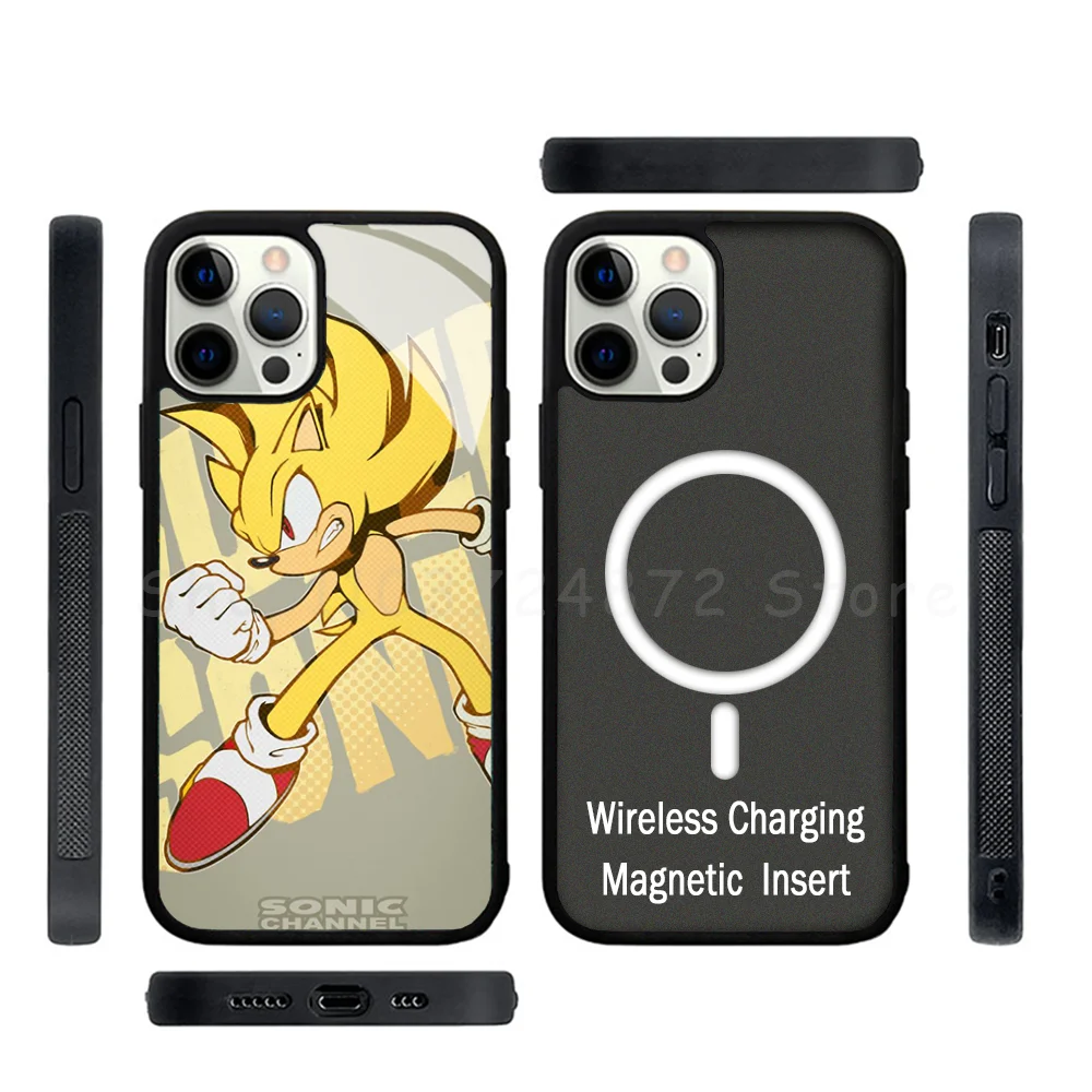 Sonics Cute H-Hedgehogs Phone Case Strong Magnetic For IPhone 15 14 13 Pro Max Mini Alex Mirror For Magsafe Wireless Charging