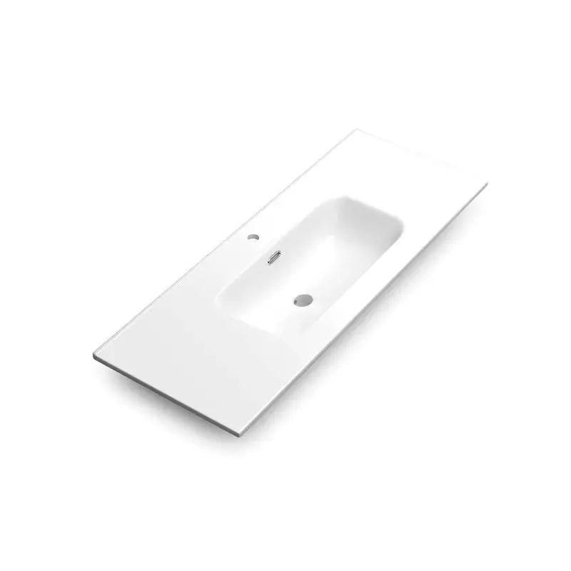 خزانة زينة فردية مقاس 48 بوصة، ودرجين، باللون الأبيض مع حوض أونيكس #5