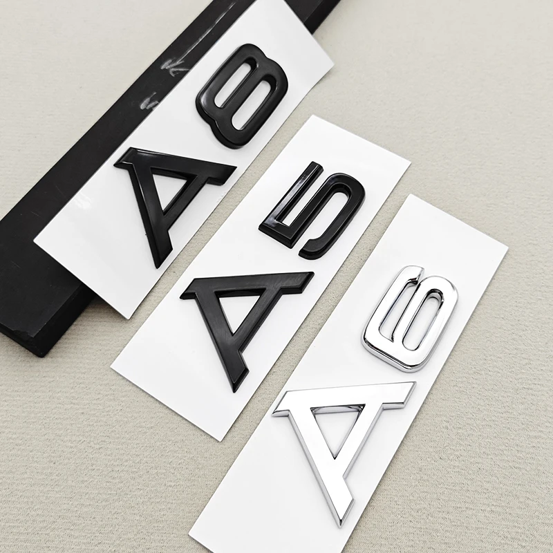 ثلاثية الأبعاد ABS الأسود سيارة رسالة شعار A1 A2 A3 A4 A5 A6 A7 A8 الخلفية جذع شارة شعار مائي لأودي A1 2 3 4 5 6 7 8 ملصق اكسسوارات #3