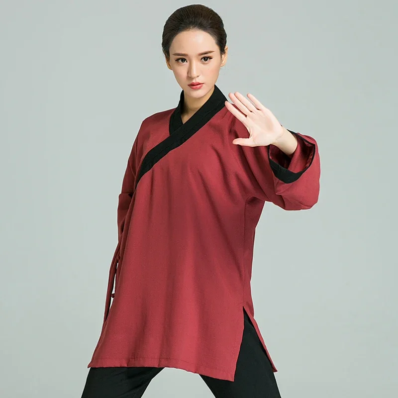 

Kung Fu Dress Tai Chi Clothes Wushu Clothing Martial Art Uniform Linen Diagonal Collar Women Kun Master Taoist Robe 2023 New