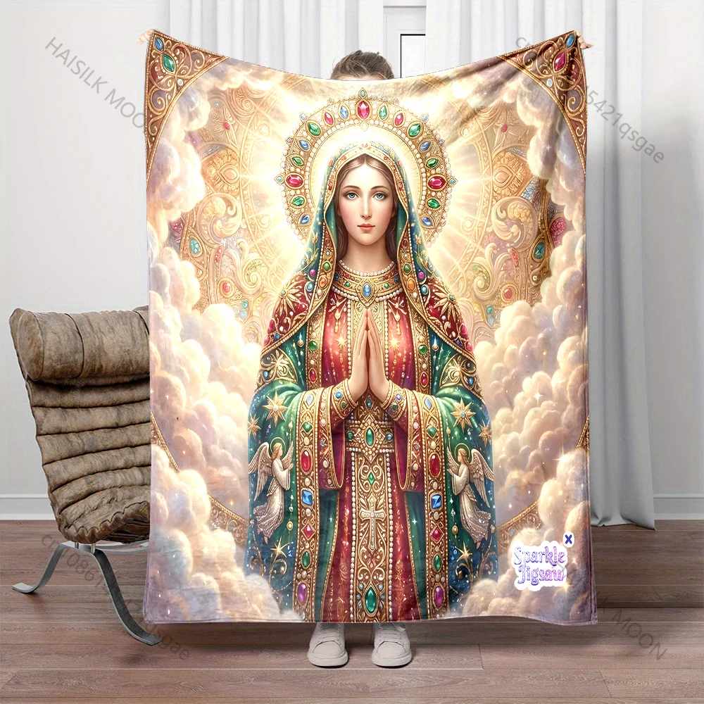 1PC Ornate sacred prayer scene print blanket Prayer blankets for believers suitable for home sofa camping travel car