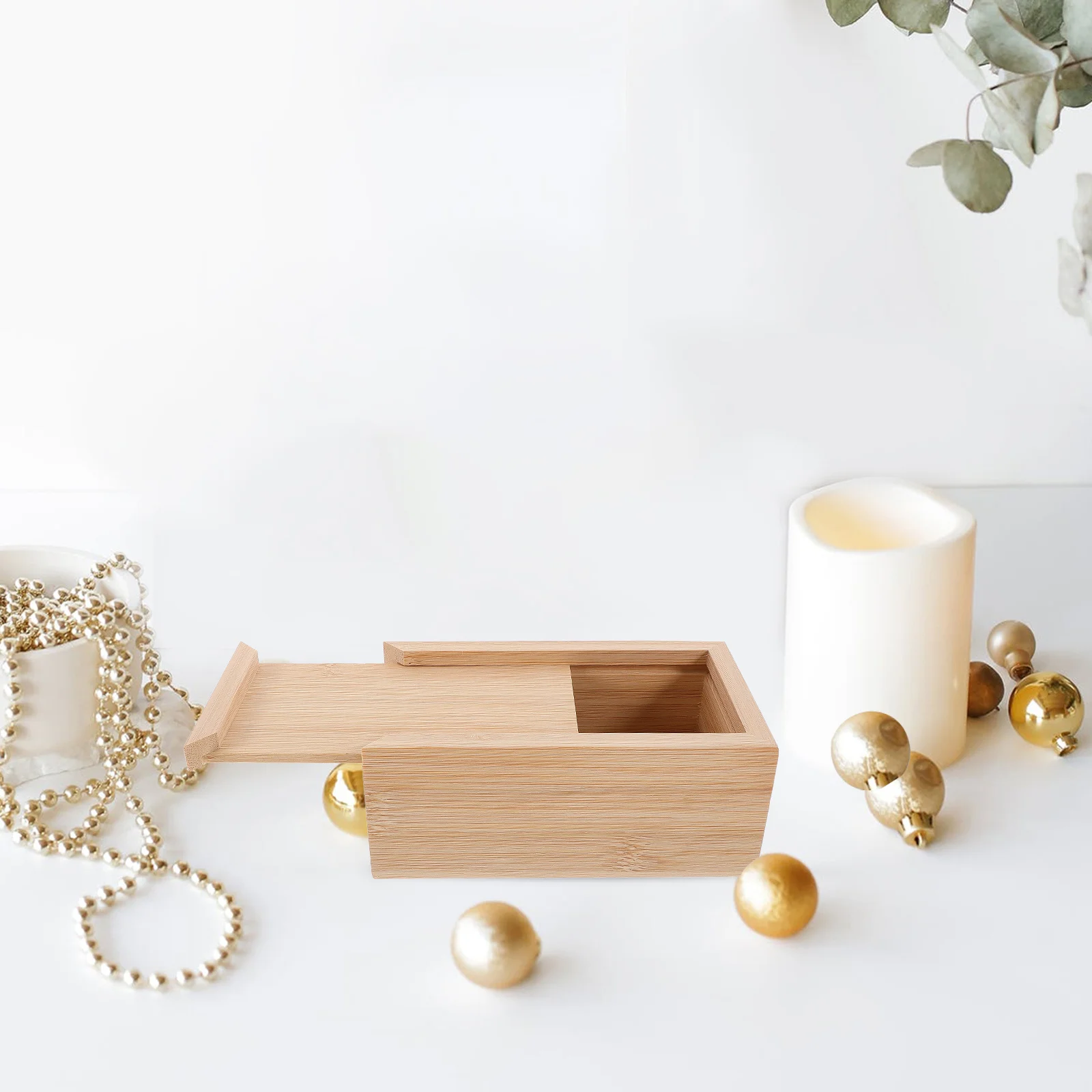 

Wooden Storage Box with Slide Small Wood Case for Trinkets Rings Sundries Organizer Vintage Craft Box Wooden