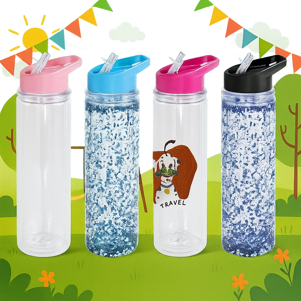 

NEW 300ml Capacity Snow Globe Tumbler Break-Resistant Double Layers Mason Jar Cups Pre-Drilled Reusable Water Bottles Children