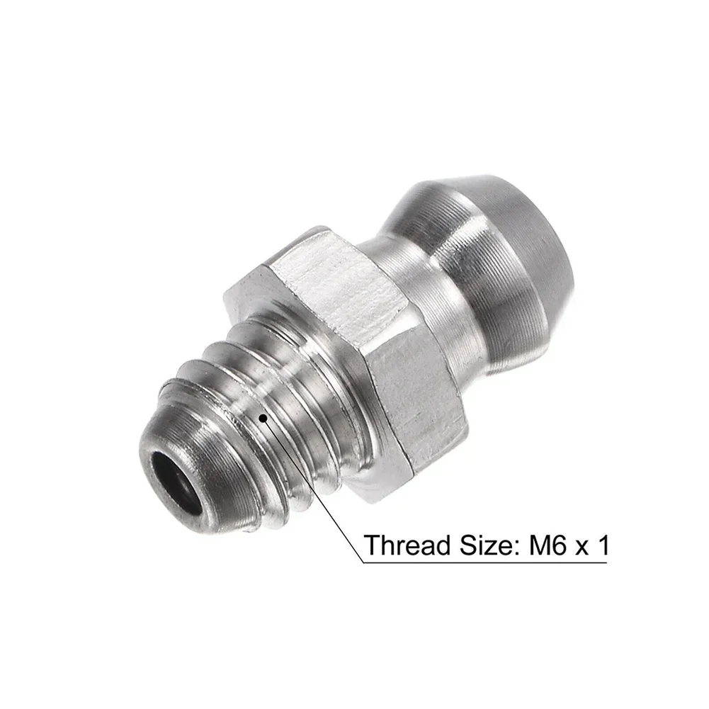 10/5Pc 201 Stainless Steel Straight Hydraulic Grease Fitting M6 X 1mm Thread Kit 14mm Height Grease Nipple Machine Tool Supplies