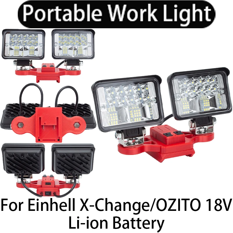 

Portable Work Light for Einhell X-Change/OZITO 18V Li-Ion Battery with USB Fast Charging Cordless LED Work Outdoor Travel Light