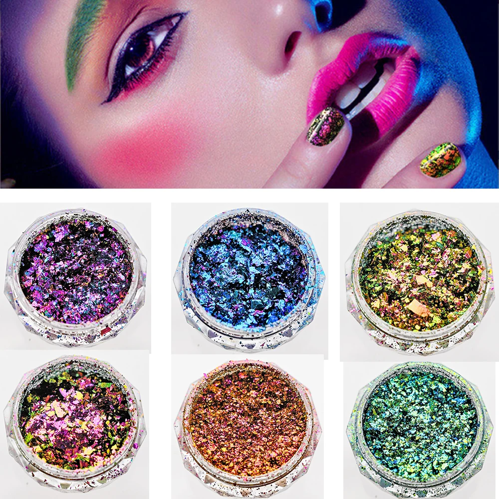 1 pot de poudre opale Aurora effet caméléon, paillettes ultra-fines irrégulières pour ongles, flocons de nail art DIY pour décoration de manucure