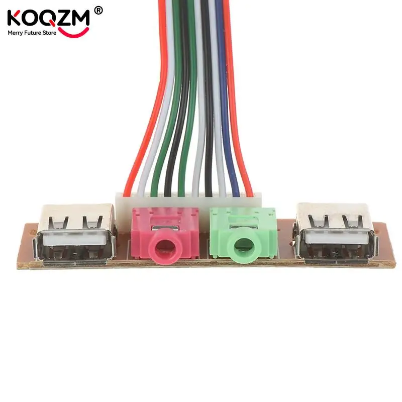 2 USB PC Computer Case 6.8cm Front Panel USB Audio Port Mic Earphone Cables Near PC Audio Input And Output