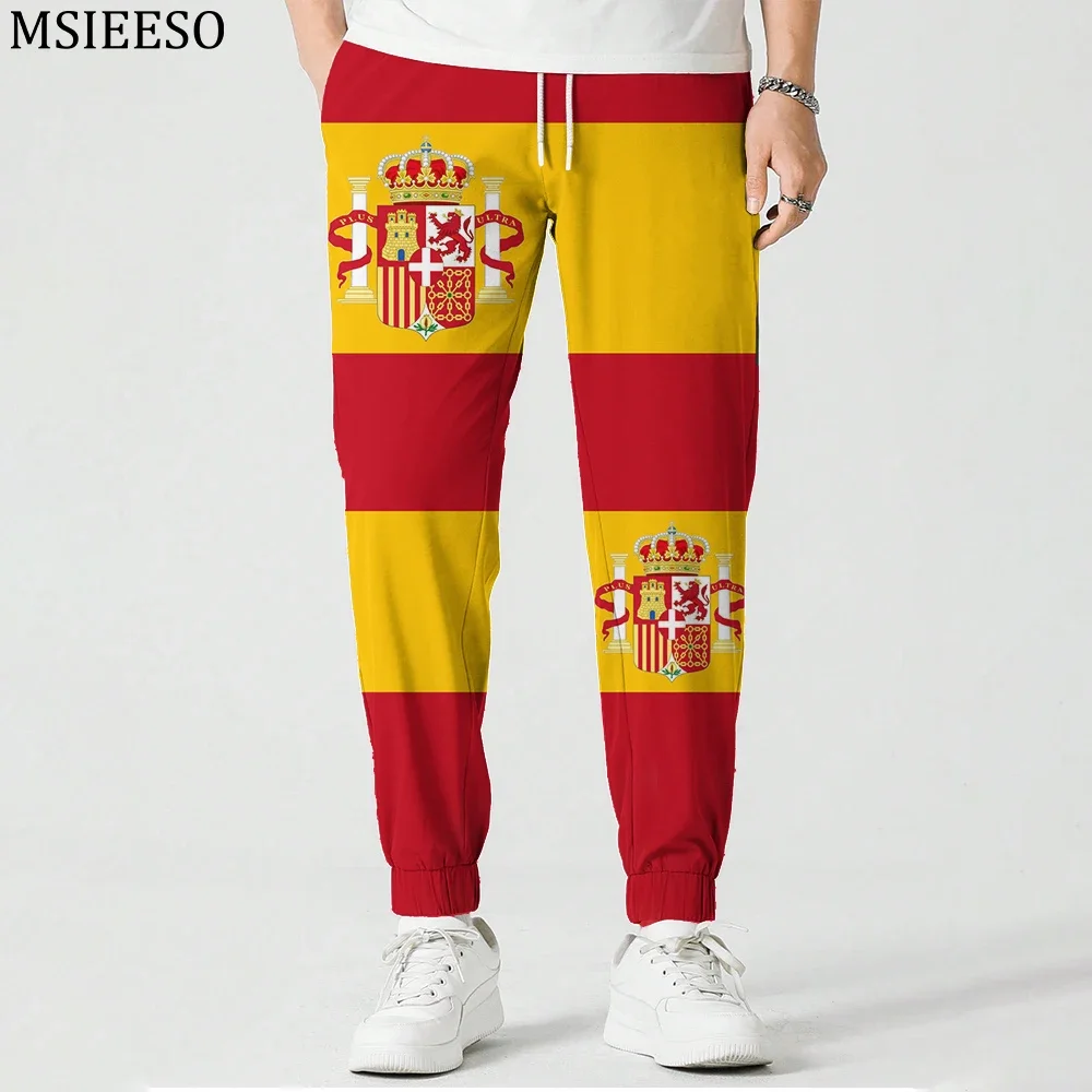 

MSIEESO Men Trousers Flag of Spain Pattern Print Anime Sweatpant Male Women Trouser Streetwear Casual Outdoor Jogging Pants