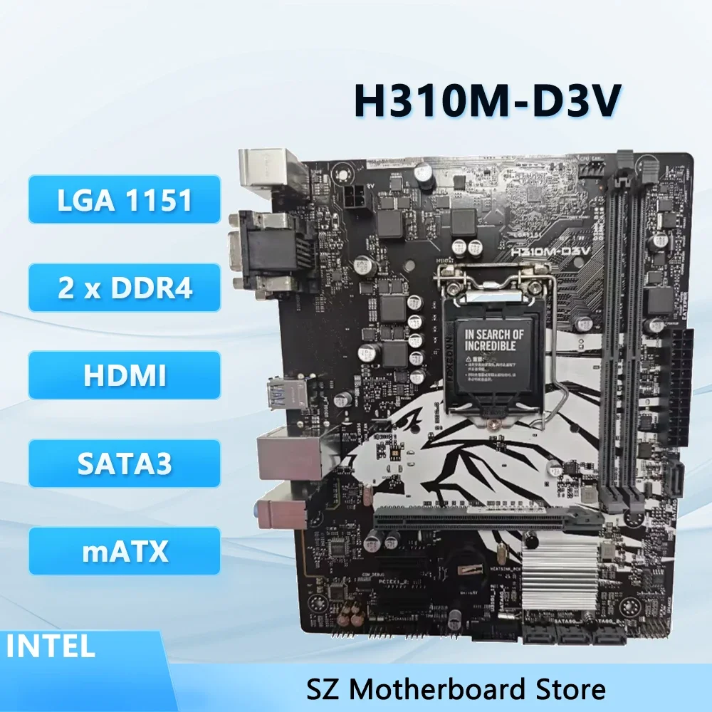 H310M-D3V H310 LGA 1151 carte mère prend en charge i9-9900 i7-9700/9700K i5-9400/8500 i3-8100/9100 CPU DDR4 SATA3 M.2 Micro ATX