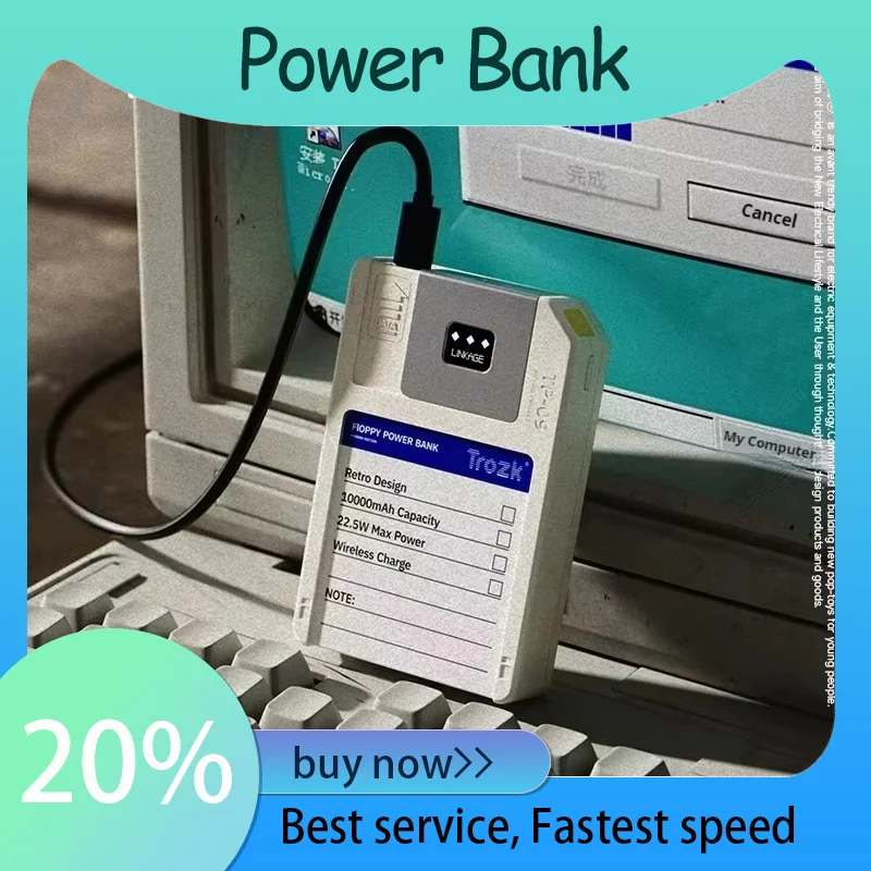 New Trozk Floppy Power Bank Magnetic Wireless 10000mAh Large Capacity PD22.5W Fast Charge Power Bank Portable Mobile Powerbank