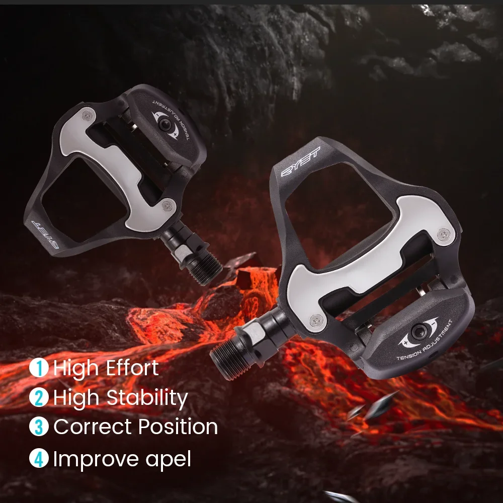 

RYET Lightweight Aluminum SPD-SL Pedals Clipless Road Bike Pedals Set for Racing Training Performance Upgrade Ready To Install