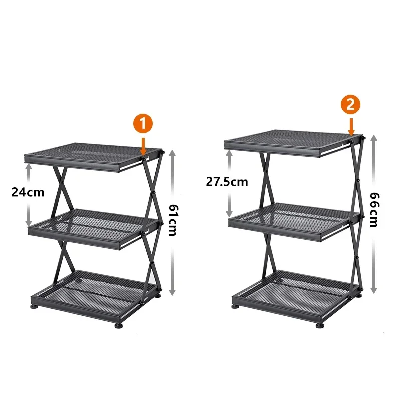 SHIMOYAMA kitchen/bathroom Outdoor Camping Folding 3 Tier Stocked Living Room Sustainable Home Storage Organization Rack Shelf