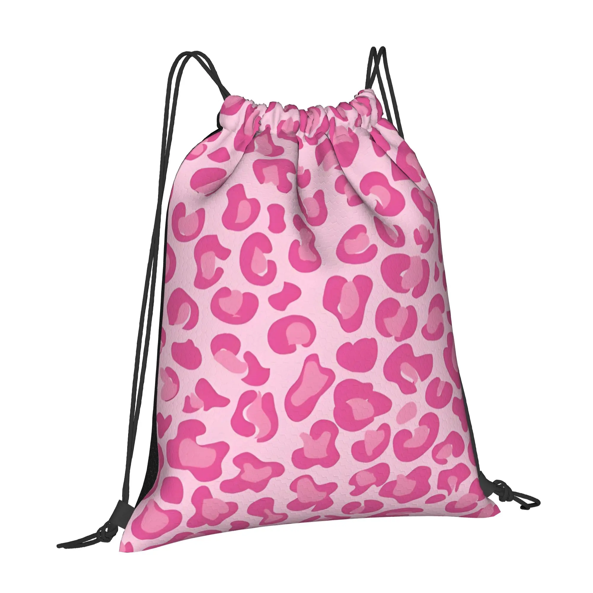 Pink Leopard Print 1 Leopard Print Multi-function Pocket Men Women Storage Backpack Teenager Travel Bag Print Drawstring Bags
