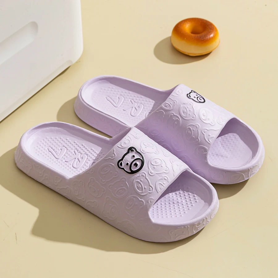 Summer Women Casual Slippers Cute Bear Indoor Soft Sole Outdoor Non-slip Air Cushion Lightness Men Fashion Flat Shoes image 6