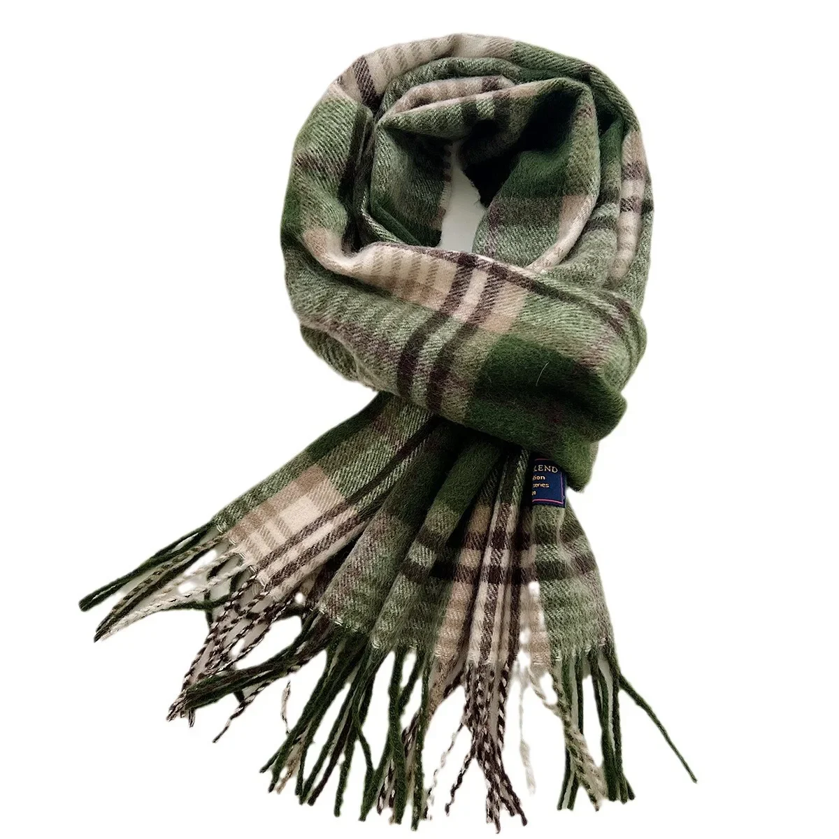 Chic Design Soft Warm Women Scarf Autumn Winter Classic British Imitation Cashmere Muffler Men Plaid Thermal Tassel Shawl Couple