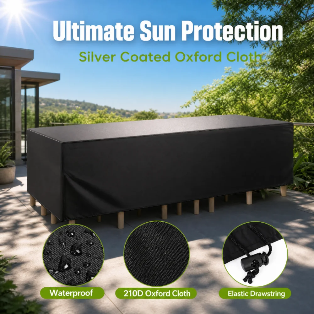 1 Piece Garden Furniture Cover Waterproof And Windproof Uv 210D Oxford Cloth Protective Cover For Garden Table