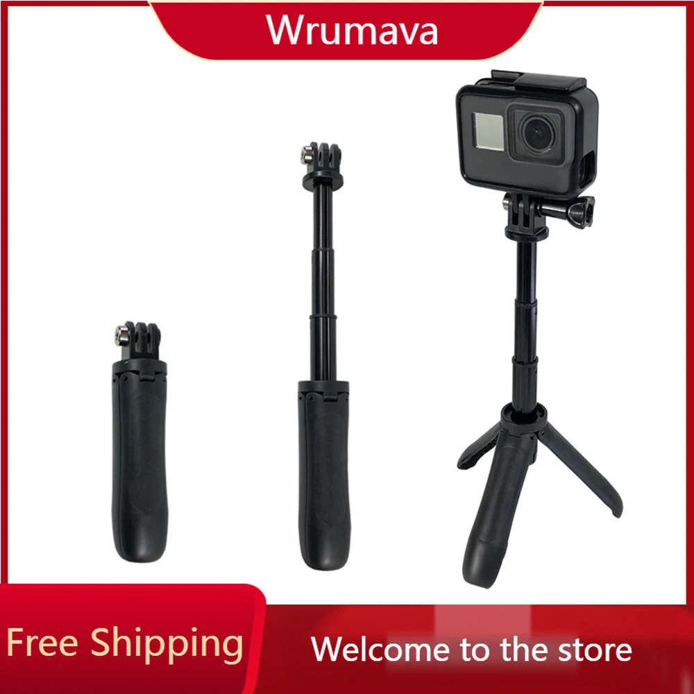 Wrumava Foldable Tripod Mini Portable Tripod Monopod for GoPro 12/11/10/9/8/5/4+3 Black Session Osmo Action Camera Accessories