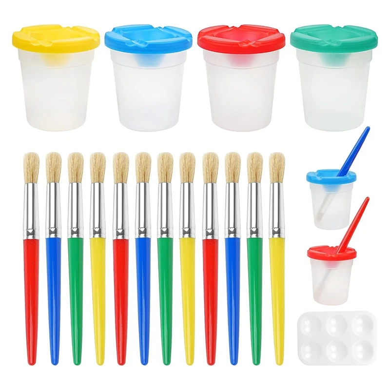 Kids Paint Brushes, 17Pcs Childrens Paint Brushes Set, Colorful Paint Brushes For Children Toddlers Beginners, Face