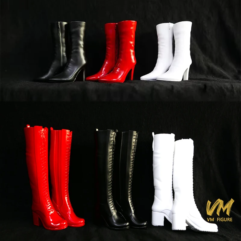 

1/6 Women Short Boots Mid-calf High Boots Plastic Hollow Shoes Clothes Model Fit 12'' Female Soldier Action Figure Body Doll Toy