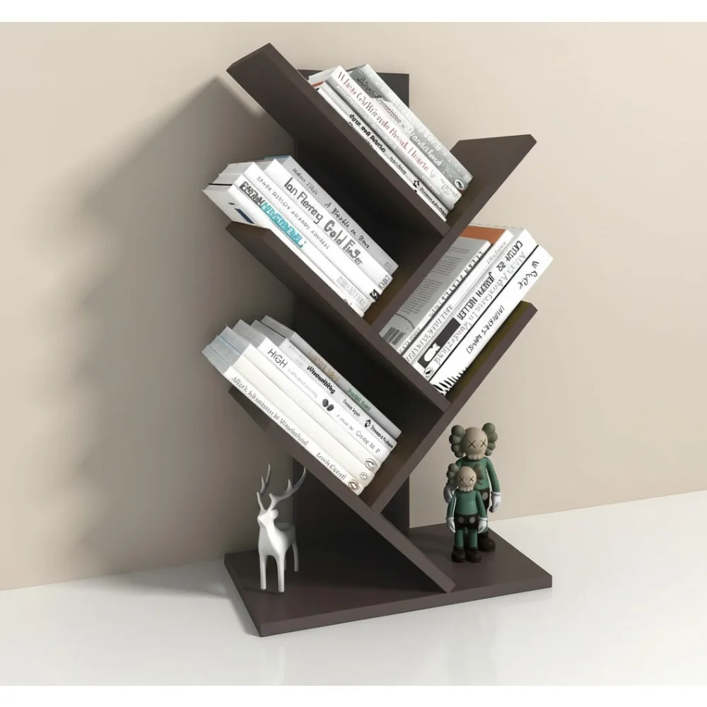 

5-уровневая книжная полка в виде дерева, деревянный книжный шкаф для книг, компакт-дисков, журналов - компактная полка для домашнего офиса