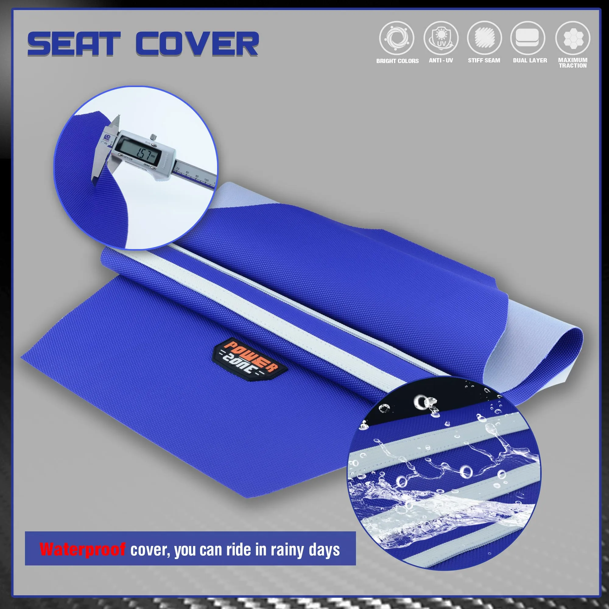 MCHMFG Rib Ribbed Gripper Seat Cover in Waterproof Set Protection Antislip Upset Apply to For SXF EXC KXF CRF YZF WR TC TE 003