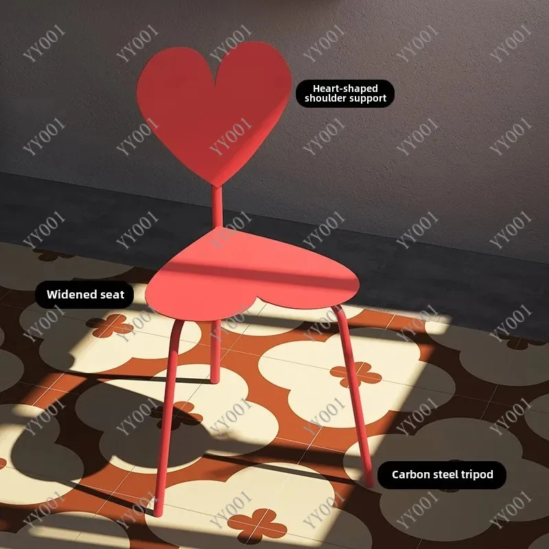 Heart Shaped Red Chair Metal Stool Modern Art Display Photography Prop Home Cafe Furniture view 5