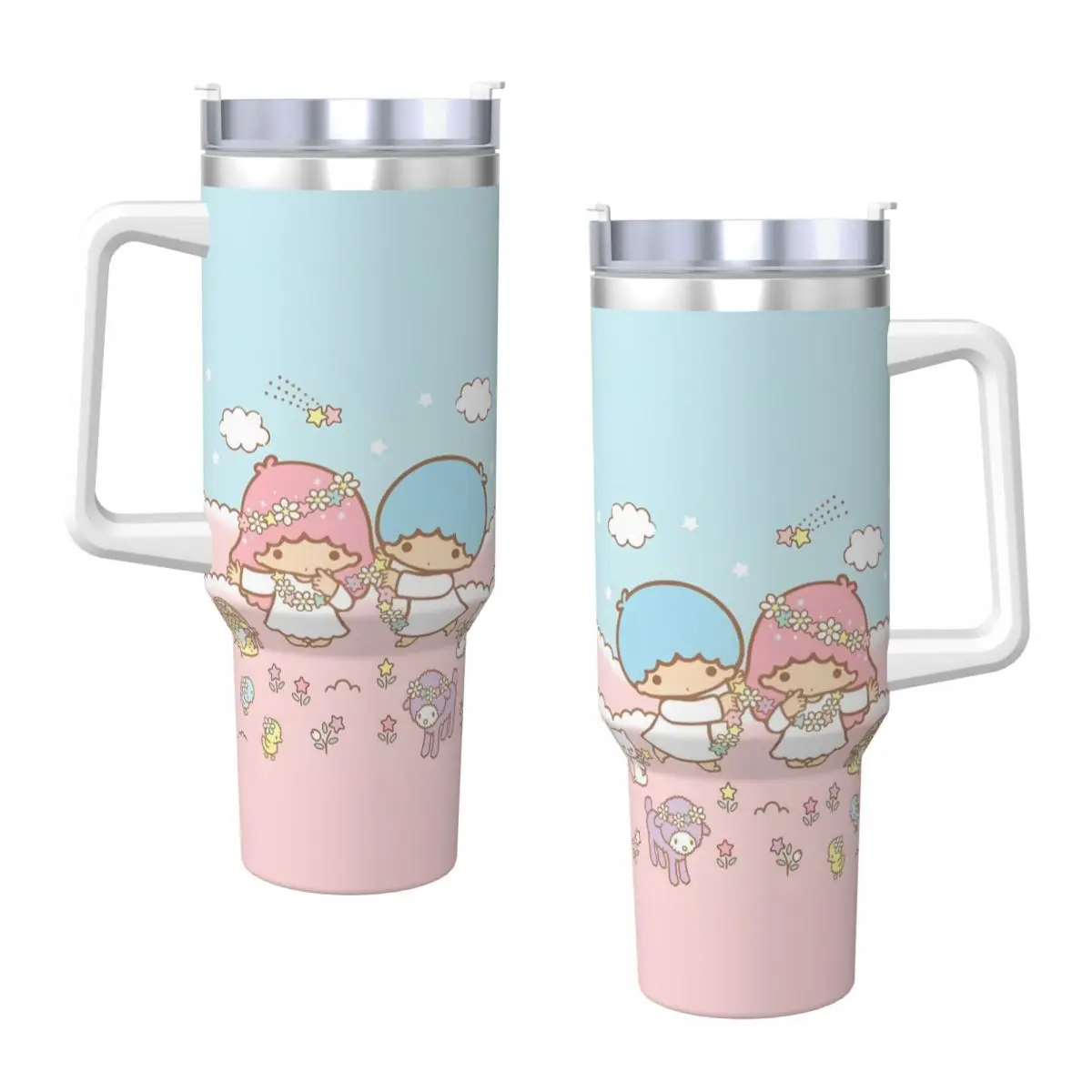 Little Twin Stars Stainless Steel Tumbler Travel Thermal Mug With Straws and Lid Large Capacity Mugs Cup Hot Drinks Water Bottle