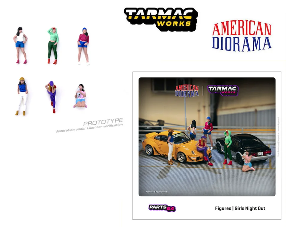 Tarmac Works & American Diorama 1:64 figures girl night out pit crew Set RWB Collection of alloy figure car decoration gift