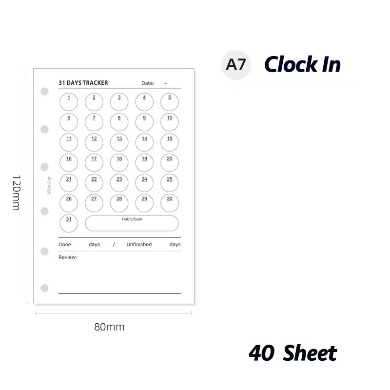 Minimalist Ledger Loose Leaf Paper A6A7