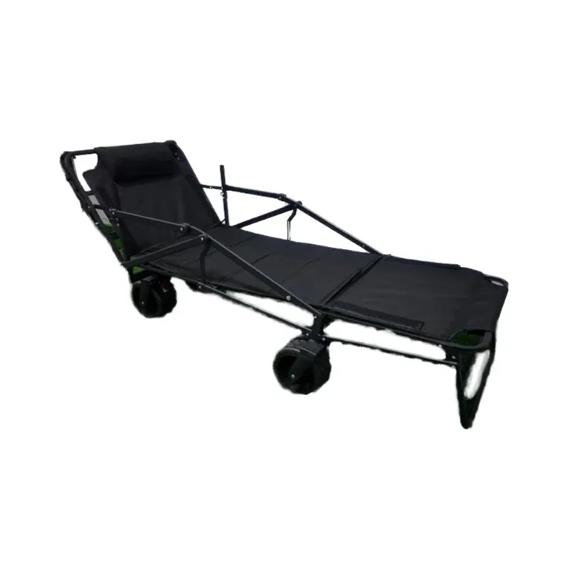 

Stainless Steel Two User Outer Folding Four-Wheel Trolley Camping Picnic Travel Large Capacity Storage Trolley