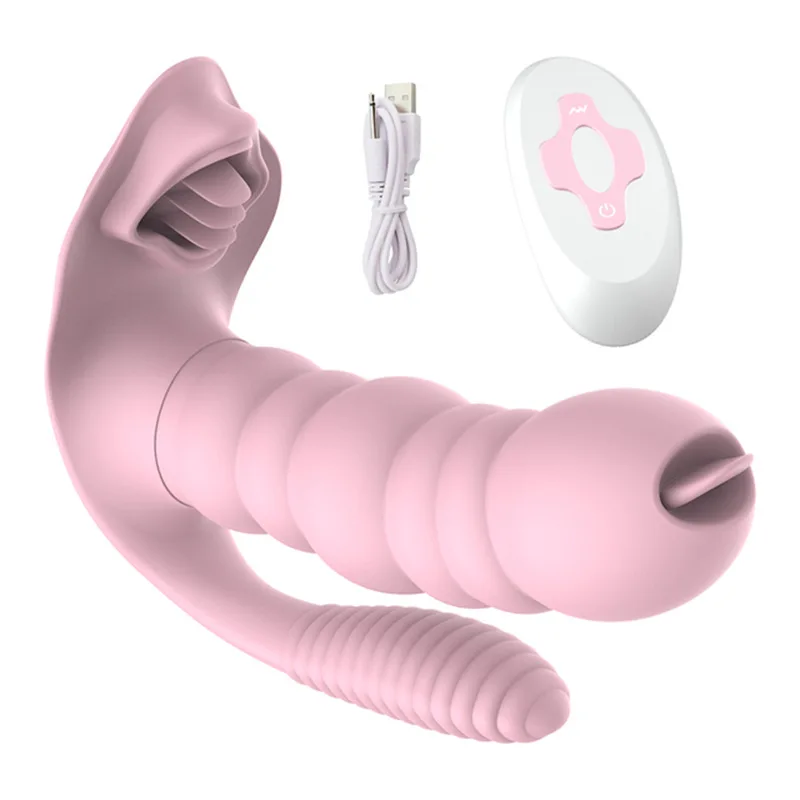 

Tongue Licking Remote Control Mute Vibration Female Masturbator Adult Sex Toy Three-point Stimulation Clitoris Vagina Anus