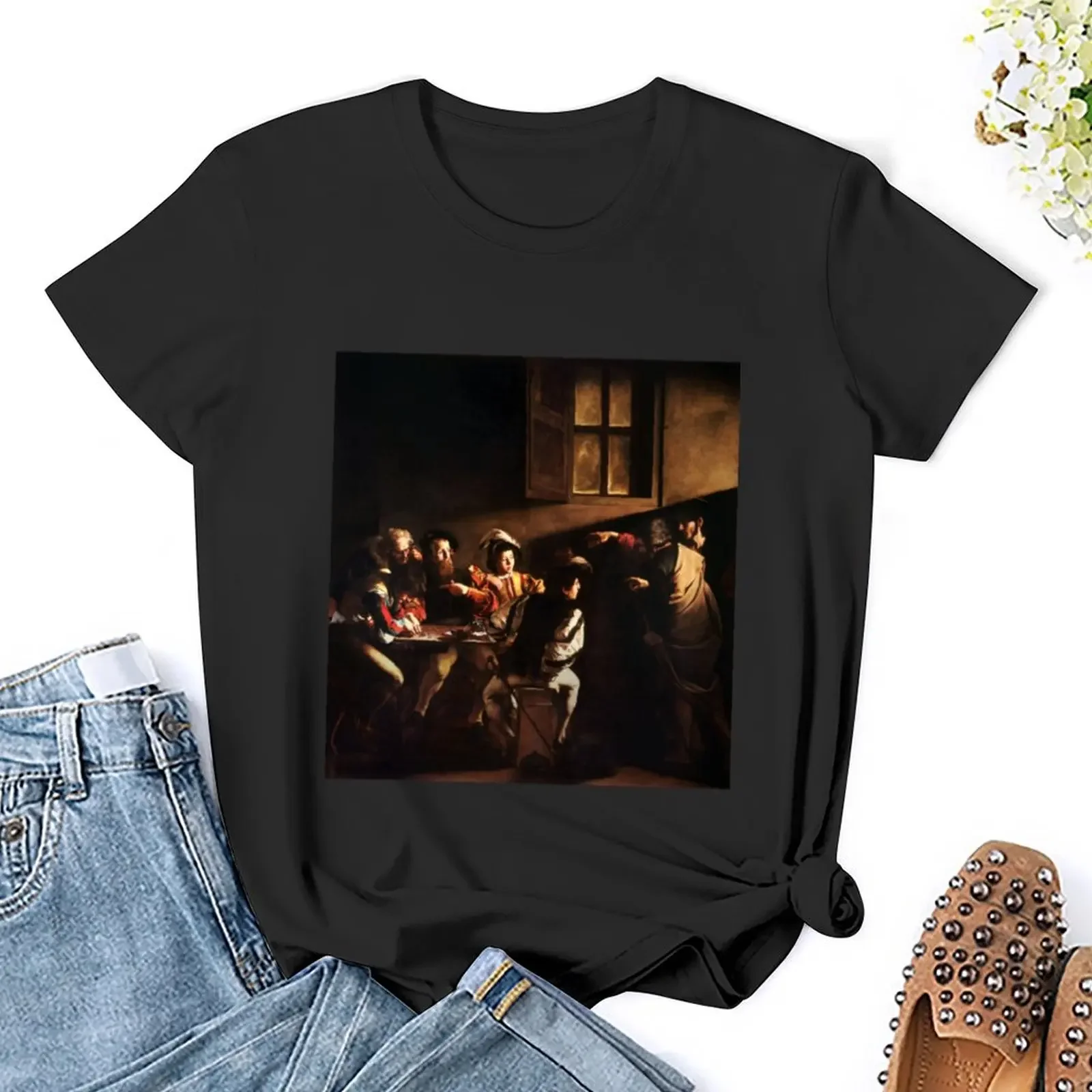 Caravaggio ad alta risoluzione The Calling Of Saint matt 1600 t-shirt moda coreana donna top da donna