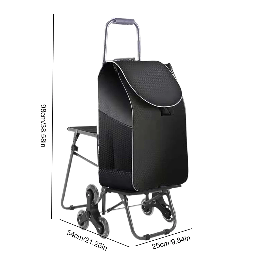 عربة تسلق الدرج القابلة للطي تسلق الدرج عربة الأمتعة مع حقيبة مقاومة للماء ومقعد لنقل البقالة بدون جهد #6